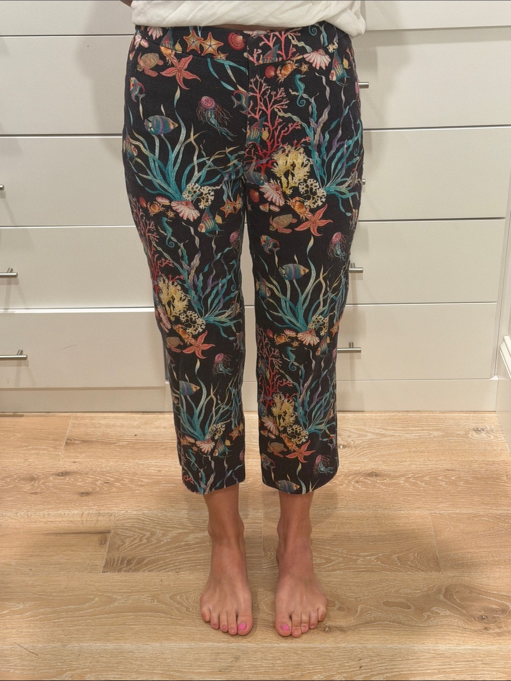J. Crew Crop Pants with Colorful Underwater Print